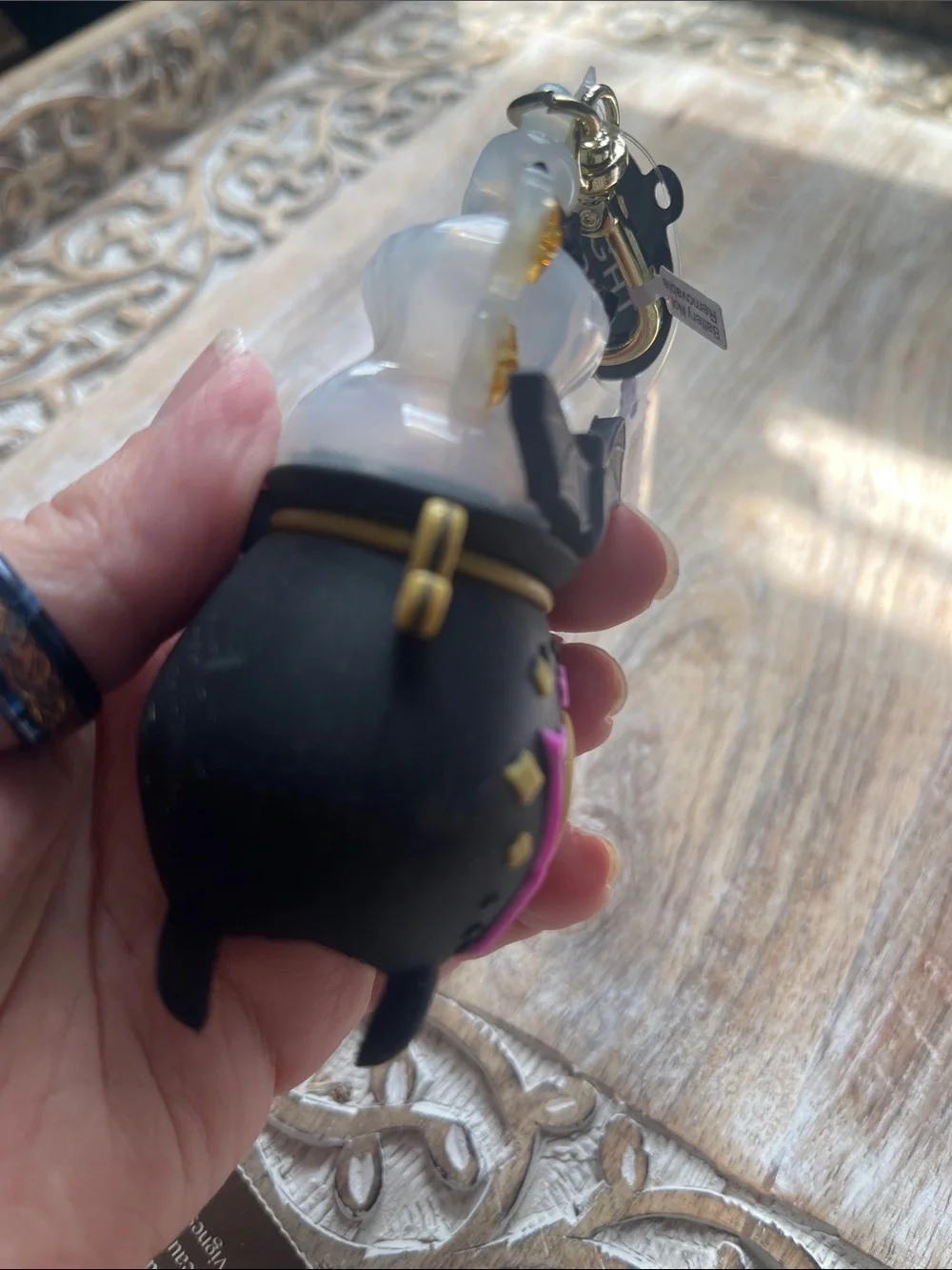 Cute Witch Cauldron Pocketbac Holder with Pink & Gold Accents Keychain